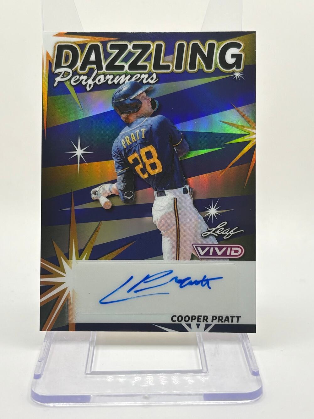 2024 Leaf Vivid Cooper Pratt Dazzling Performers Blue Auto 1/7 SP Brewers